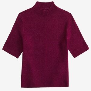 A&F Mock Neck Short Sleeve Sweater in Berry